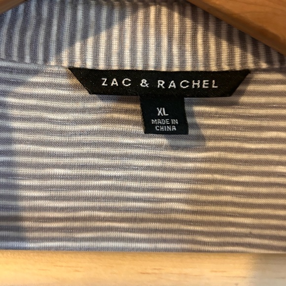 zac & Rachel women's extra large horizontal stripe button front top cardigan - Picture 3 of 10